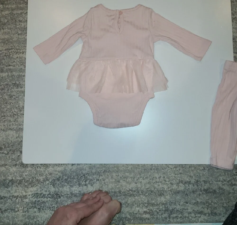Carters Baby Pink Ribbed Tulle Bodysuit & Leggings Set Size 3 Months